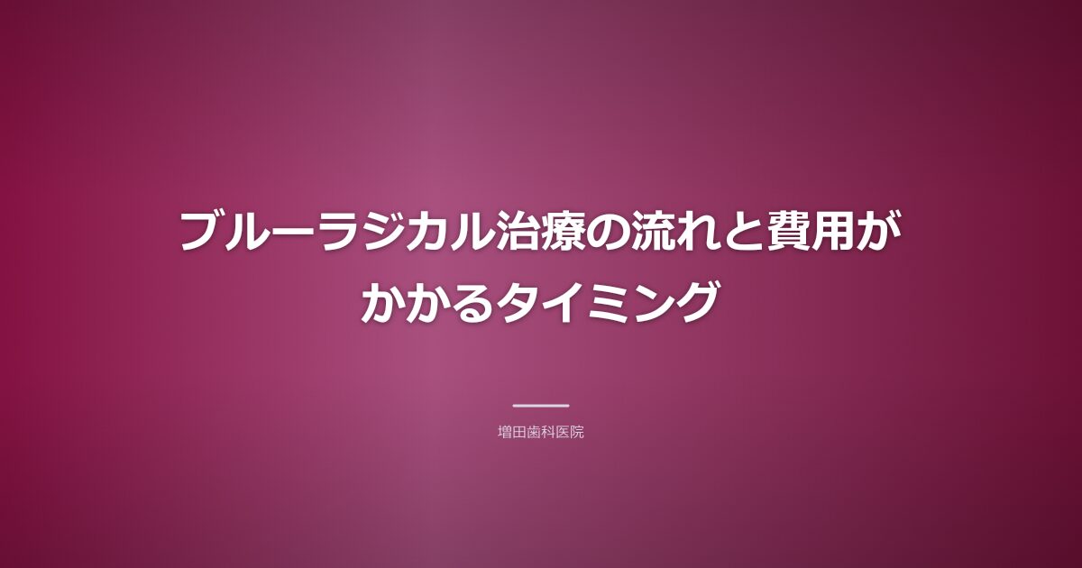 ブルーラジカルの流れと費用のタイミングのイメージ